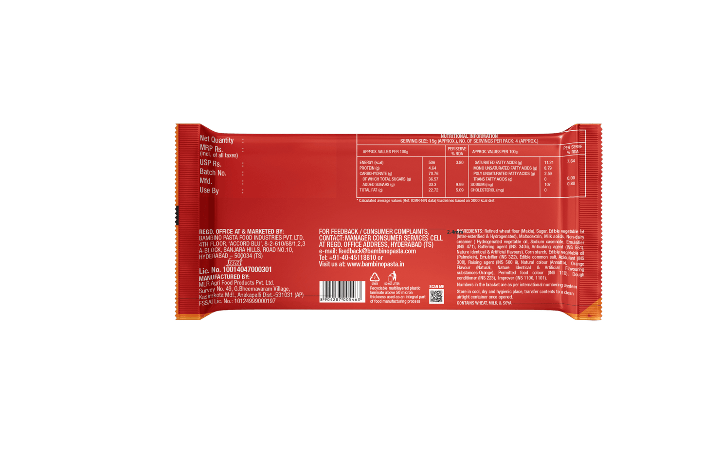 Amore Orange Twist Wafer Biscuit - Bambino Pasta