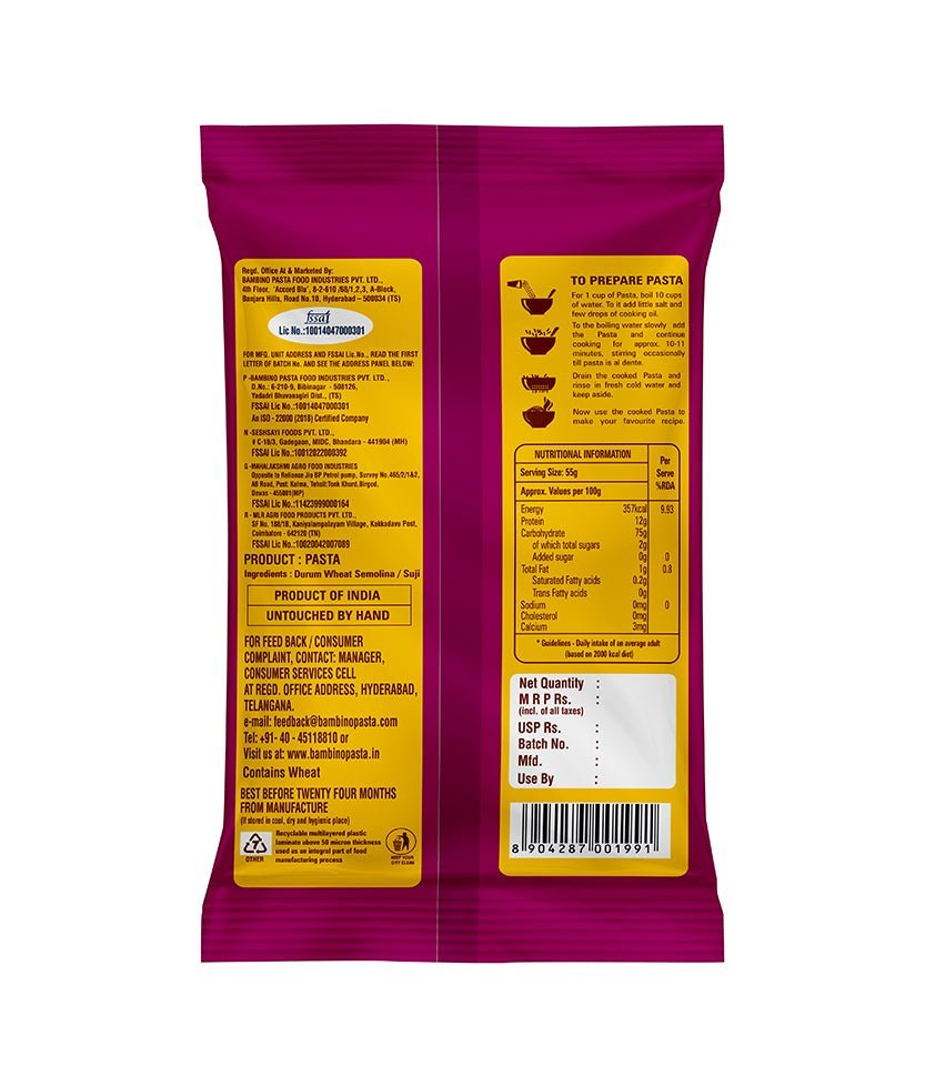 Balian Italian Pasta (Penne) - Bambino Pasta