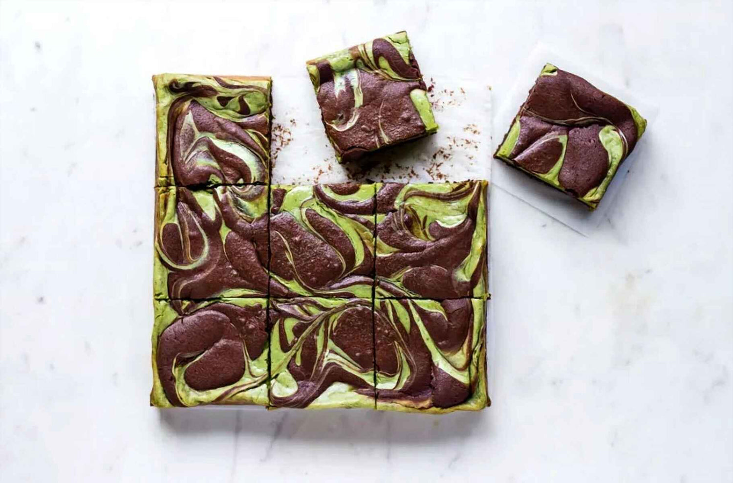 Matcha Chocolate Swirl Brownies Recipe with Bambino Atta - Bambino Pasta