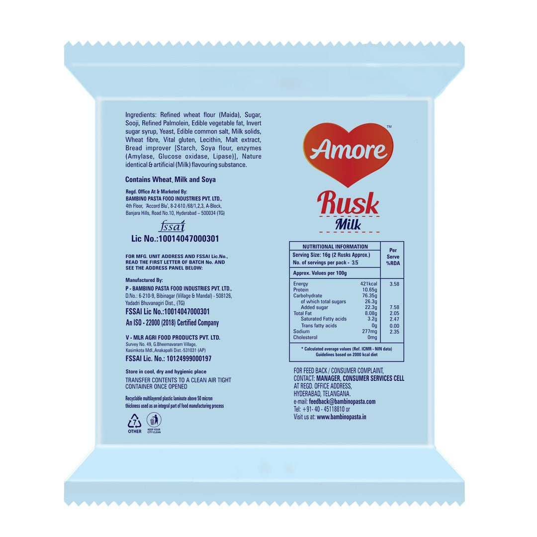Amore Milk Rusk - Bambino Pasta