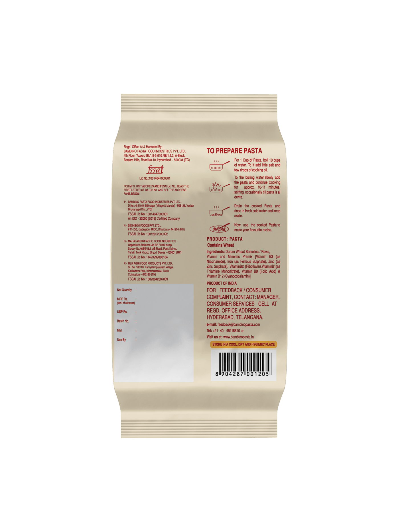 Bambino Nutraawell Premium Pasta (Elbow) - Bambino Pasta